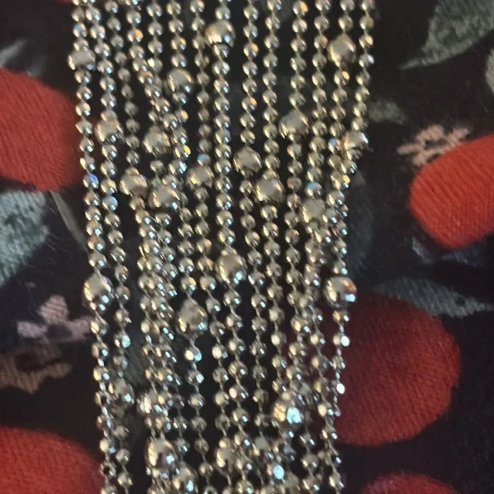 NEW Italian Sterling Silver 6 Strand Bead Necklace